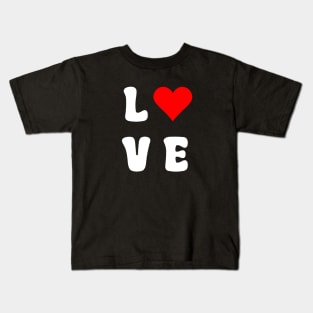 Love Red Heart White Kids T-Shirt